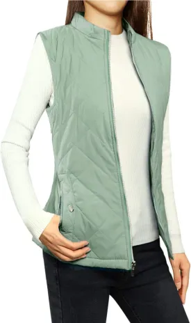 Allegra K Women's Puffer Vest Stand Collar Lightweight Gilet Quilted Zip Vest