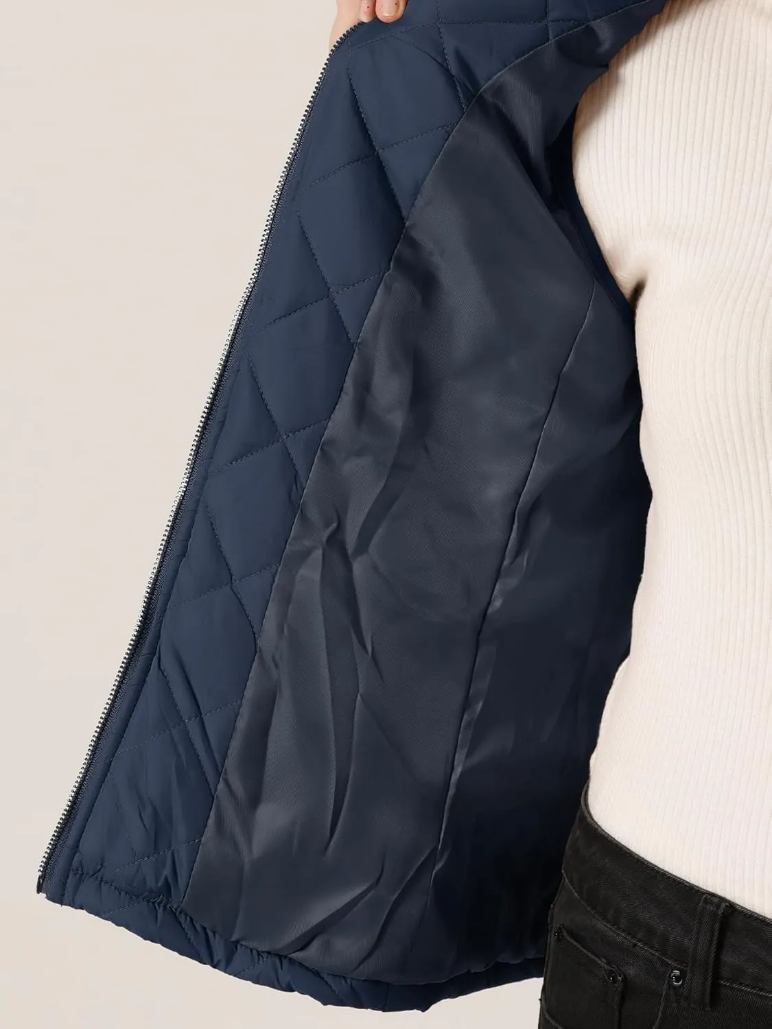 Allegra K Women's Puffer Vest Stand Collar Lightweight Gilet Quilted Zip Vest