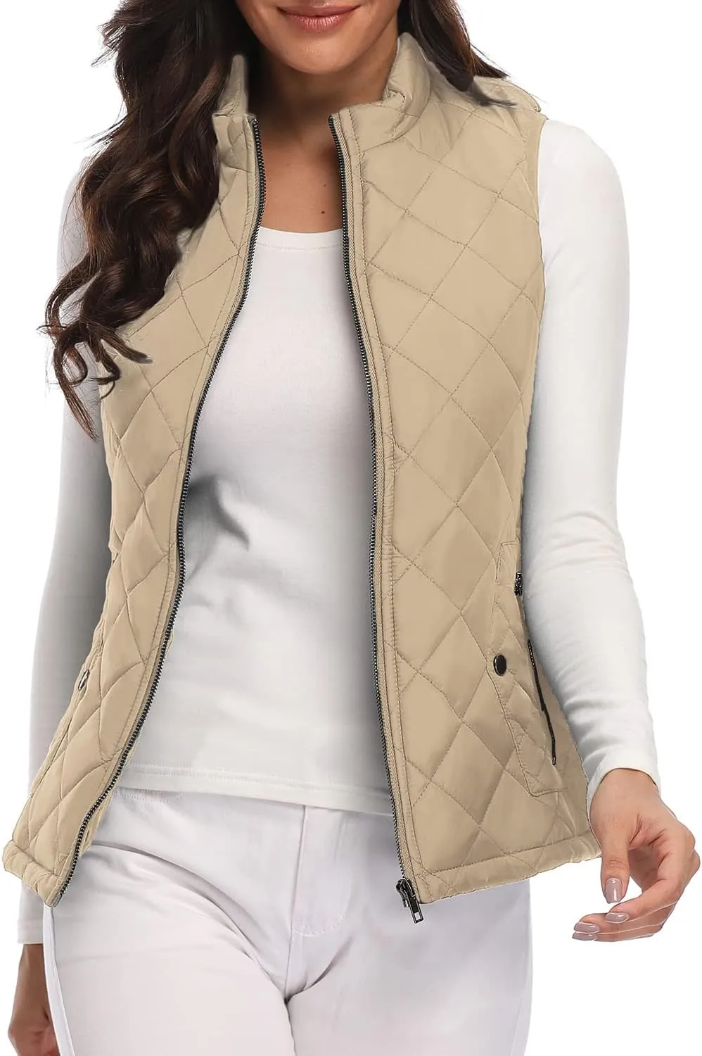 Argstar Women's Vest, Quilted Lightweight Zip Pockets Padded Gilet (XS-2XL)