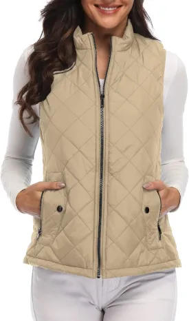 Argstar Women's Vest, Quilted Lightweight Zip Pockets Padded Gilet (XS-2XL)