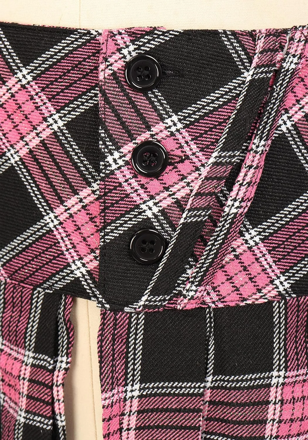 C-ZOFEK Mini Plaid Slit Skirt Women's US Size Pleated Skirt Schoolgirl Uniform, Multicolour