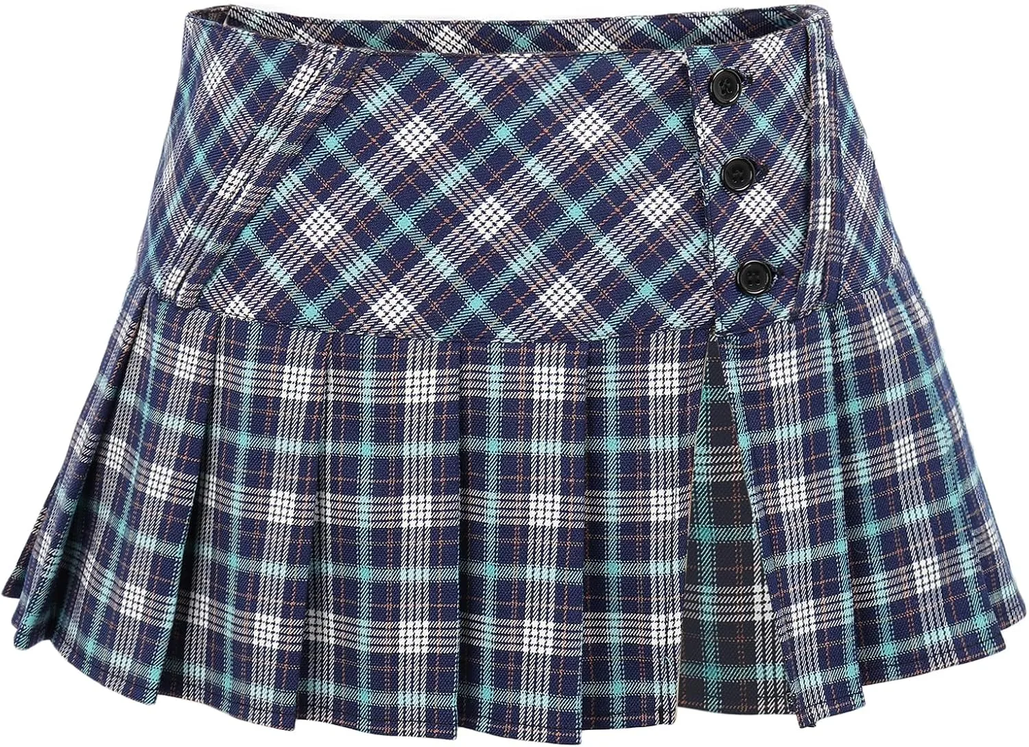C-ZOFEK Mini Plaid Slit Skirt Women's US Size Pleated Skirt Schoolgirl Uniform, Multicolour