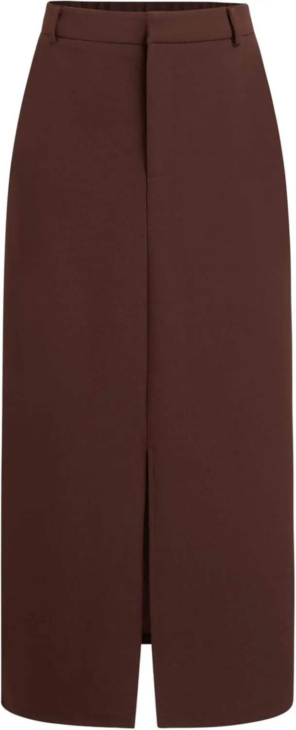 CIDER Women Midi Skirt High Waist Slit Pencil Skirt