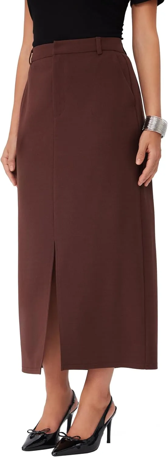 CIDER Women Midi Skirt High Waist Slit Pencil Skirt