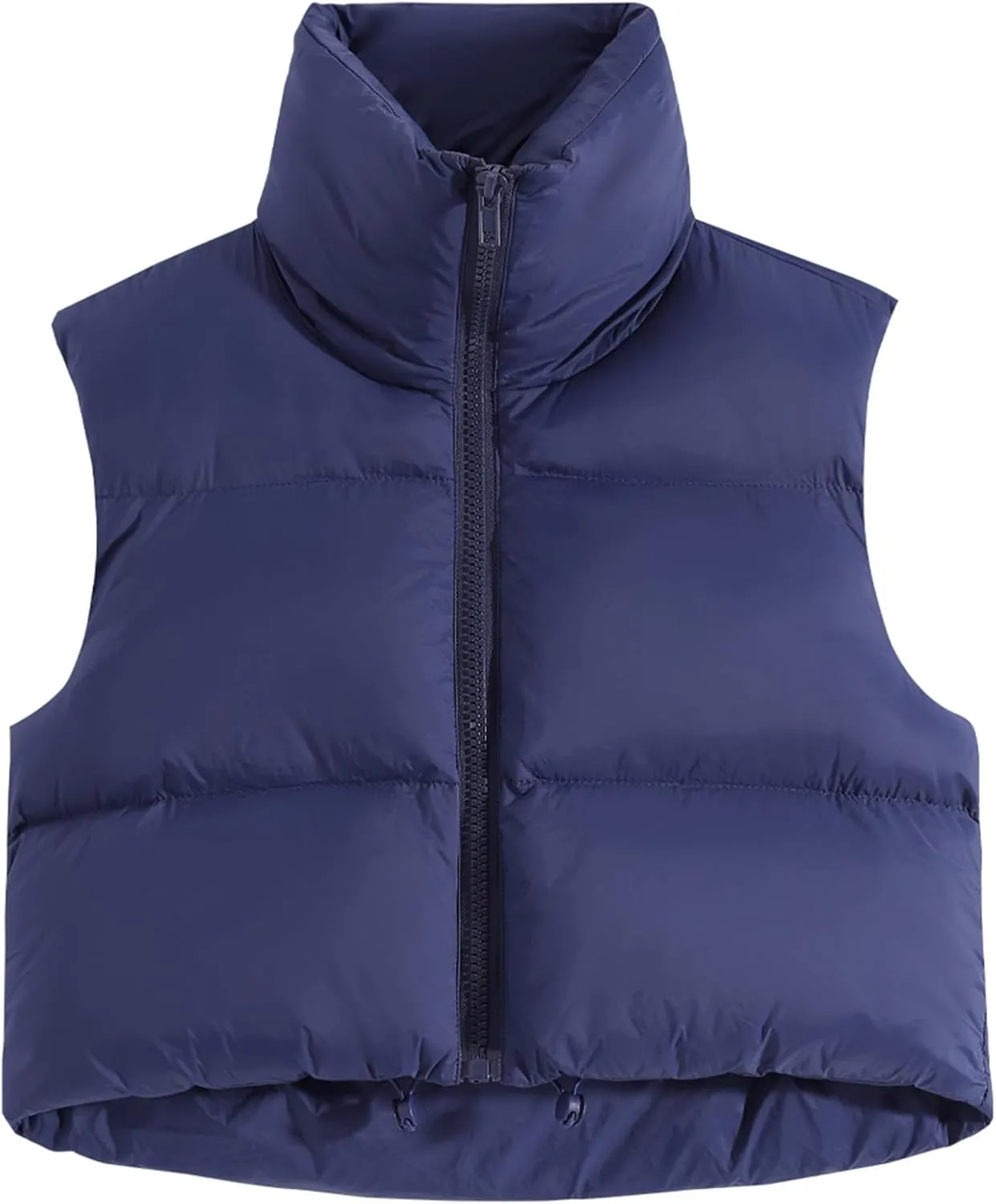 Fuinloth Women's Padded Vest, High Stand Collar Lightweight Zip Crop Puffer Gilet