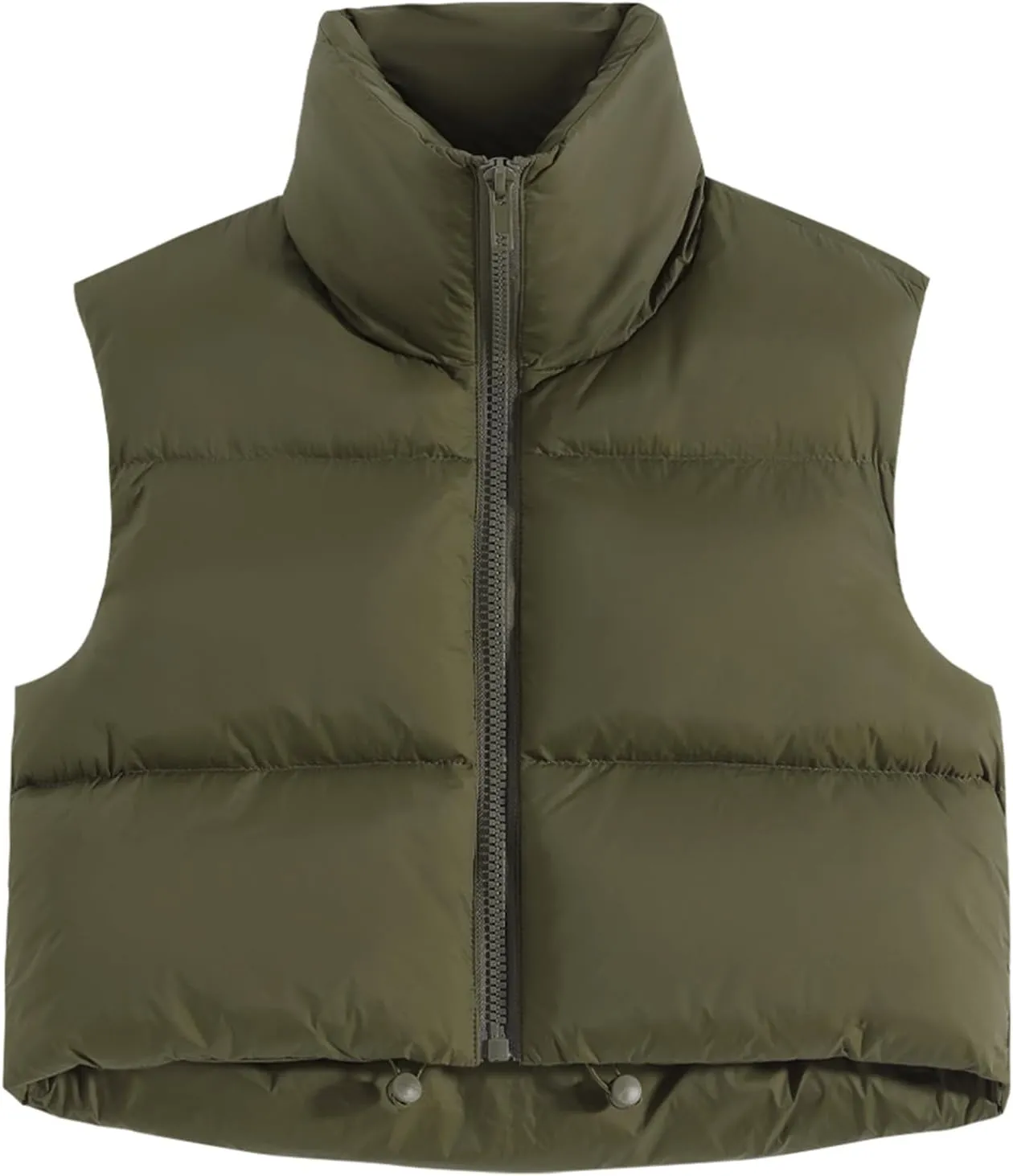 Fuinloth Women's Padded Vest, High Stand Collar Lightweight Zip Crop Puffer Gilet