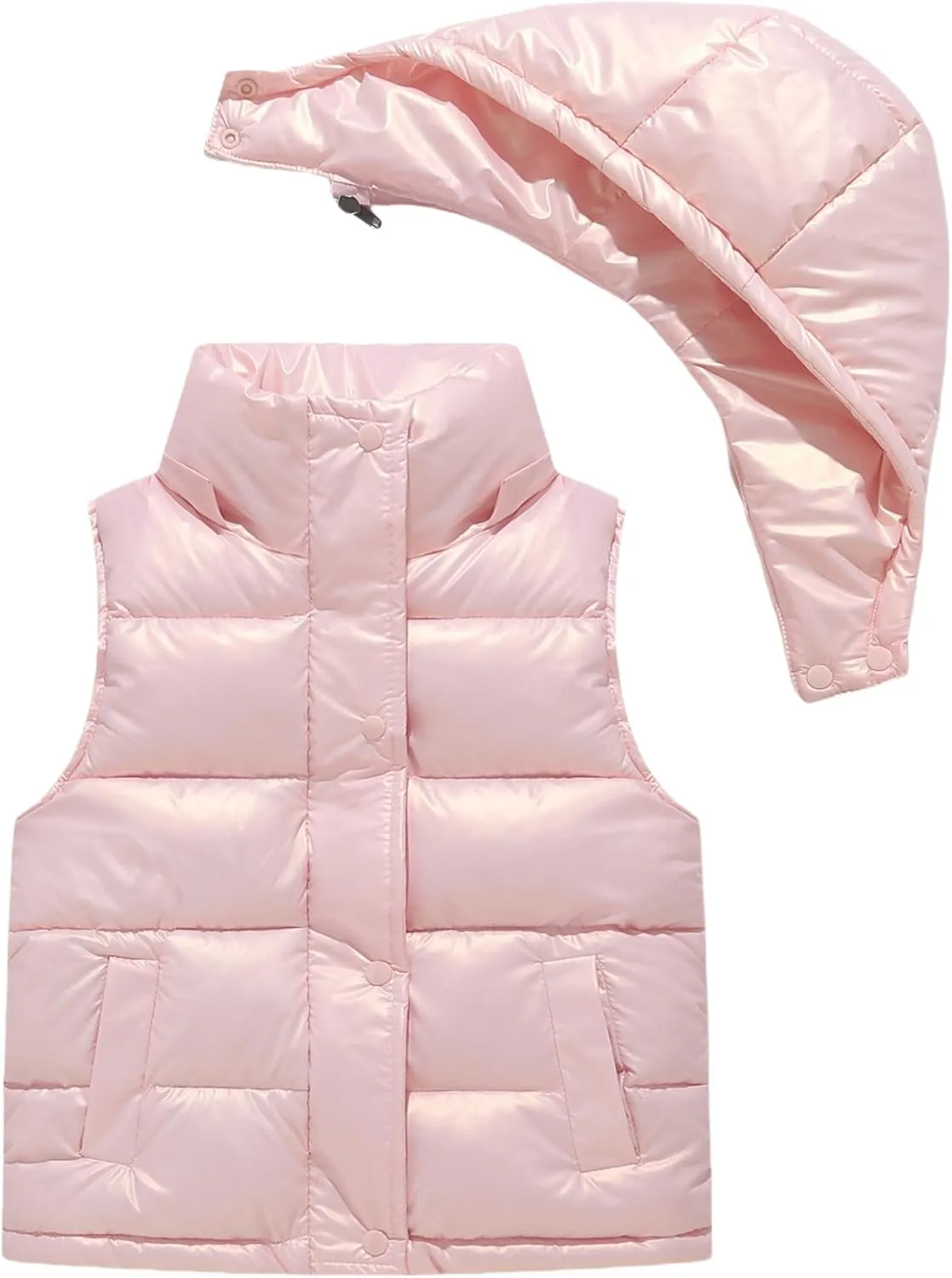 Happy Cherry Boys Girls Puffer Vest Winter Hooded Warm Lightweight Sleeveless Snow Vest Jacket Padded Waistcoat