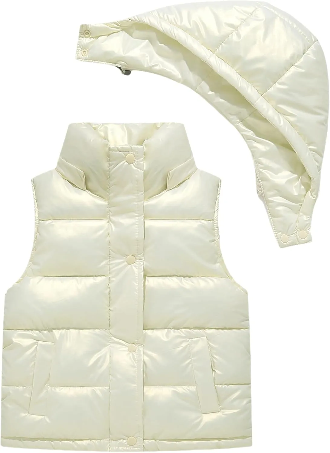 Happy Cherry Boys Girls Puffer Vest Winter Hooded Warm Lightweight Sleeveless Snow Vest Jacket Padded Waistcoat