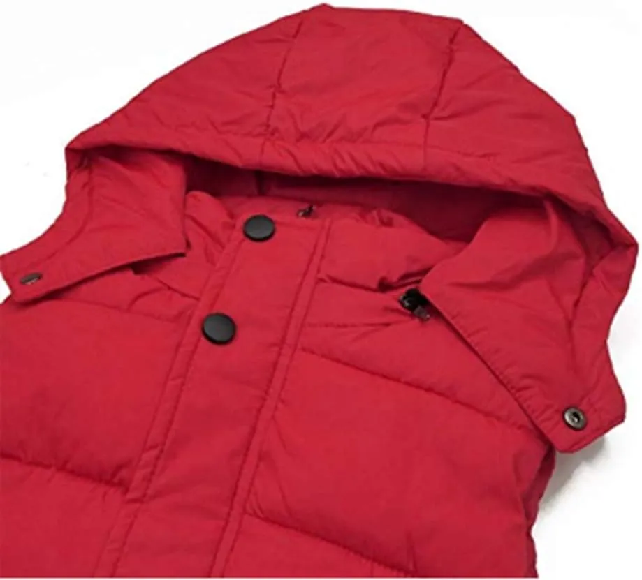 Kids Boys Girls Winter Warm Down Padded Vest Hooded Zipper Sleeveless Jacket Waistcoat Outwear 5-12T