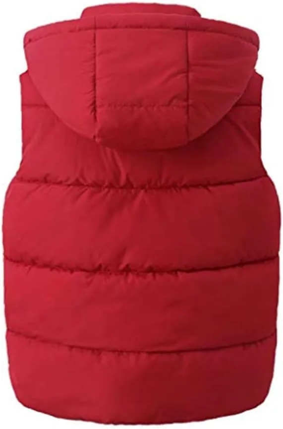 Kids Boys Girls Winter Warm Down Padded Vest Hooded Zipper Sleeveless Jacket Waistcoat Outwear 5-12T