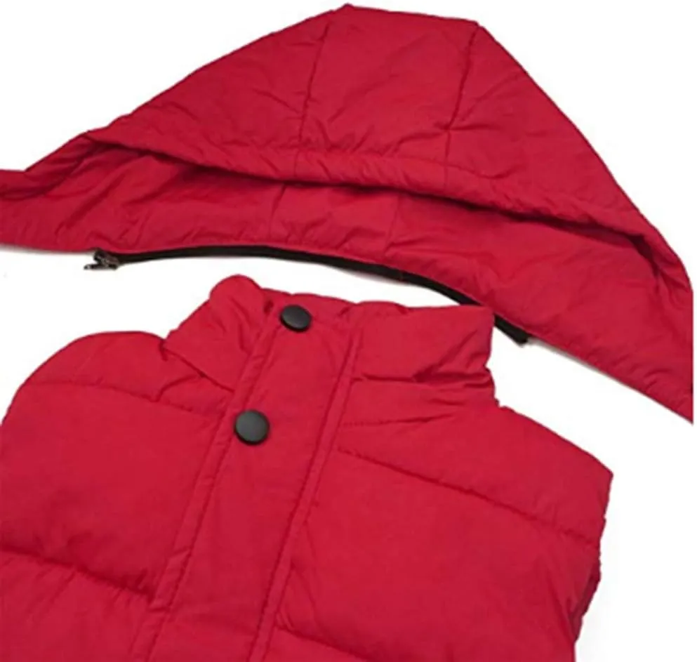 Kids Boys Girls Winter Warm Down Padded Vest Hooded Zipper Sleeveless Jacket Waistcoat Outwear 5-12T