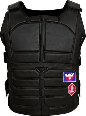 LP-FACON Mens 77 Punk Vest | Tactical Military Game Cosplay Costume Jacket | Black Faux & Real Leather