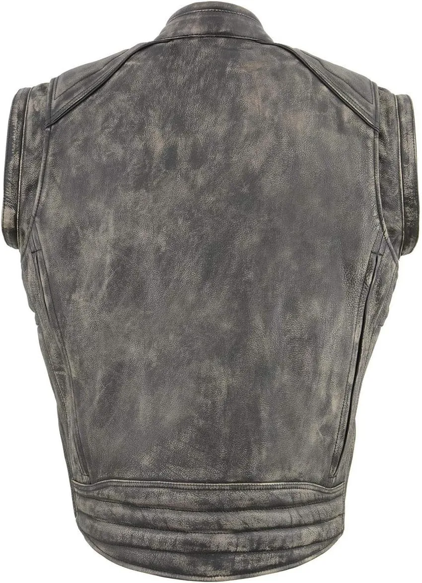 Milwaukee Leather MLM1509 Men's Distressed Brown 2 in 1 Leather Jacket with Zip-Off Sleeves