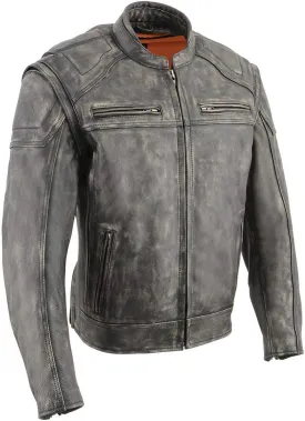 Milwaukee Leather MLM1509 Men's Distressed Brown 2 in 1 Leather Jacket with Zip-Off Sleeves