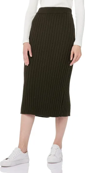 Sweater Skirts for Women Slit High Waisted Pencil Skirt Ribbed Knit Skirt Bodycon Midi Sweater Skirt Solid Casual