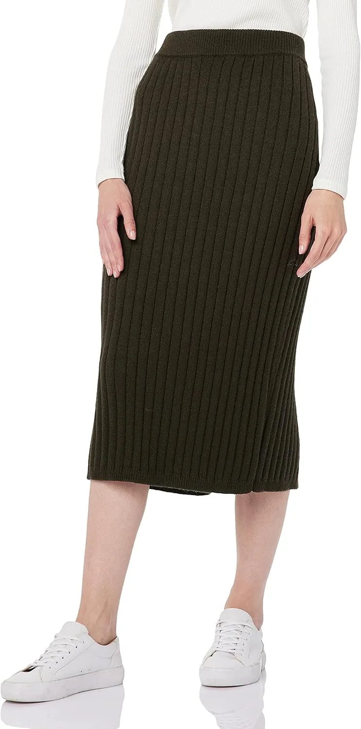 Sweater Skirts for Women Slit High Waisted Pencil Skirt Ribbed Knit Skirt Bodycon Midi Sweater Skirt Solid Casual