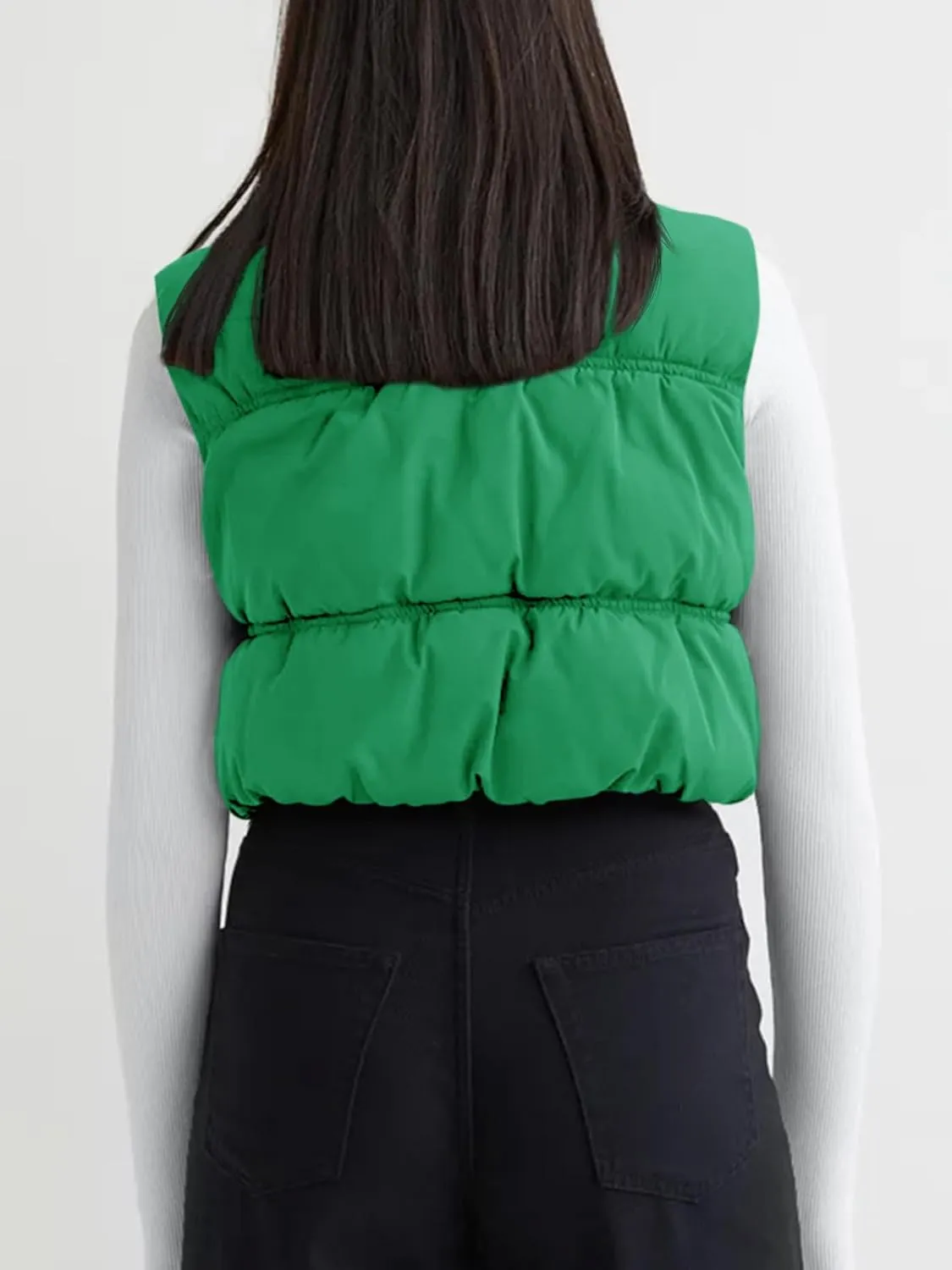 SySea Women's Crop Puffer Vest Winter Zip Up Lightweight Sleeveless Warm Outerwear Padded Coat