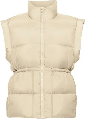 VAOYIU Womens Puffer Vest Adjustable Drawstring Waist Lightweight Quilted Zip Up Vest with Pockets