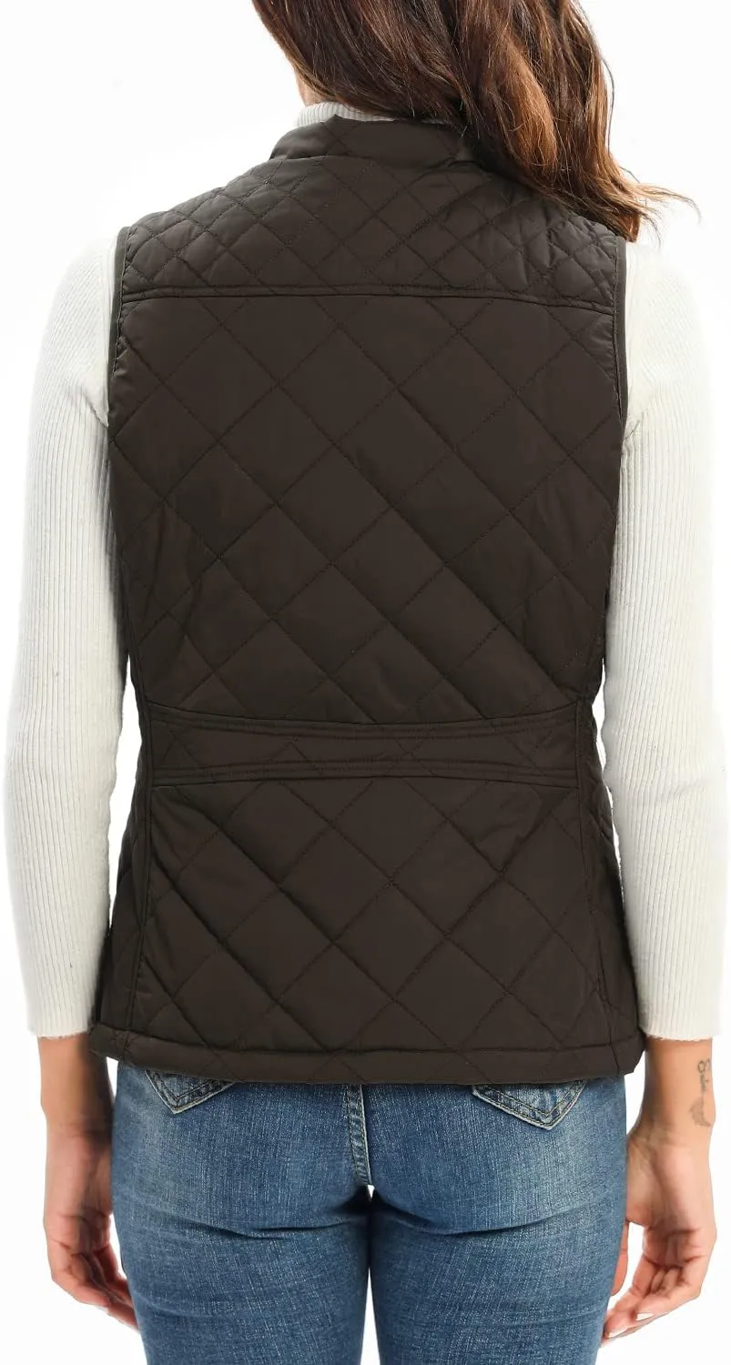 Xeoxarel Women's Quilted Vest with 4 Pockets, Puffer Padded Gilet (Available in Inner Pockets)