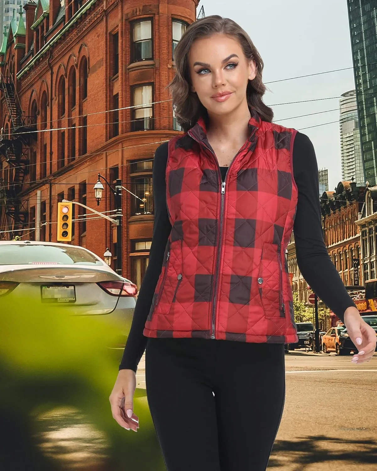 Xeoxarel Women's Quilted Vest with 4 Pockets, Puffer Padded Gilet (Available in Inner Pockets)