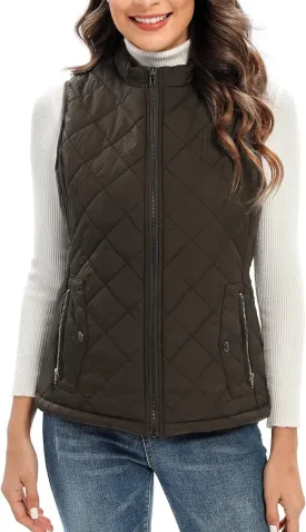 Xeoxarel Women's Quilted Vest with 4 Pockets, Puffer Padded Gilet (Available in Inner Pockets)