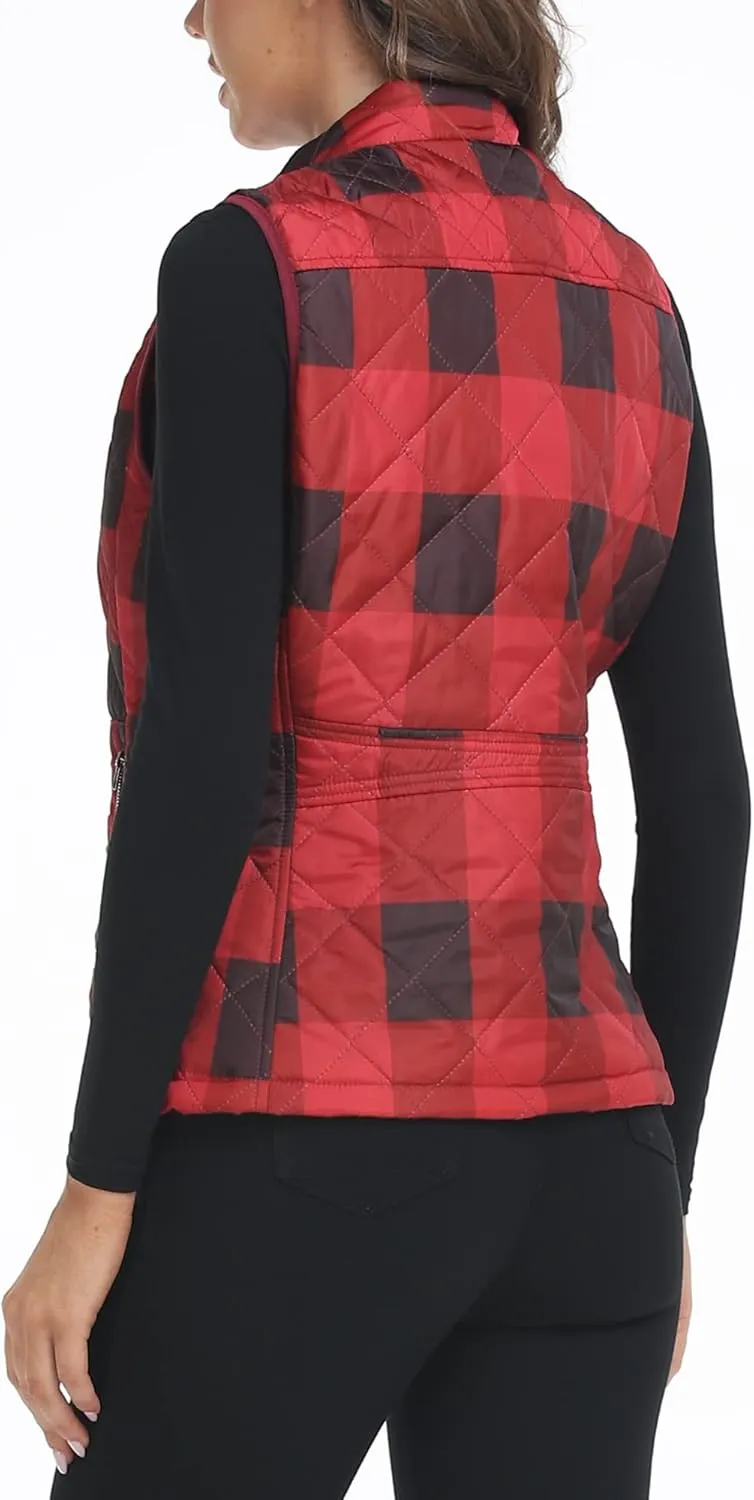 Xeoxarel Women's Quilted Vest with 4 Pockets, Puffer Padded Gilet (Available in Inner Pockets)