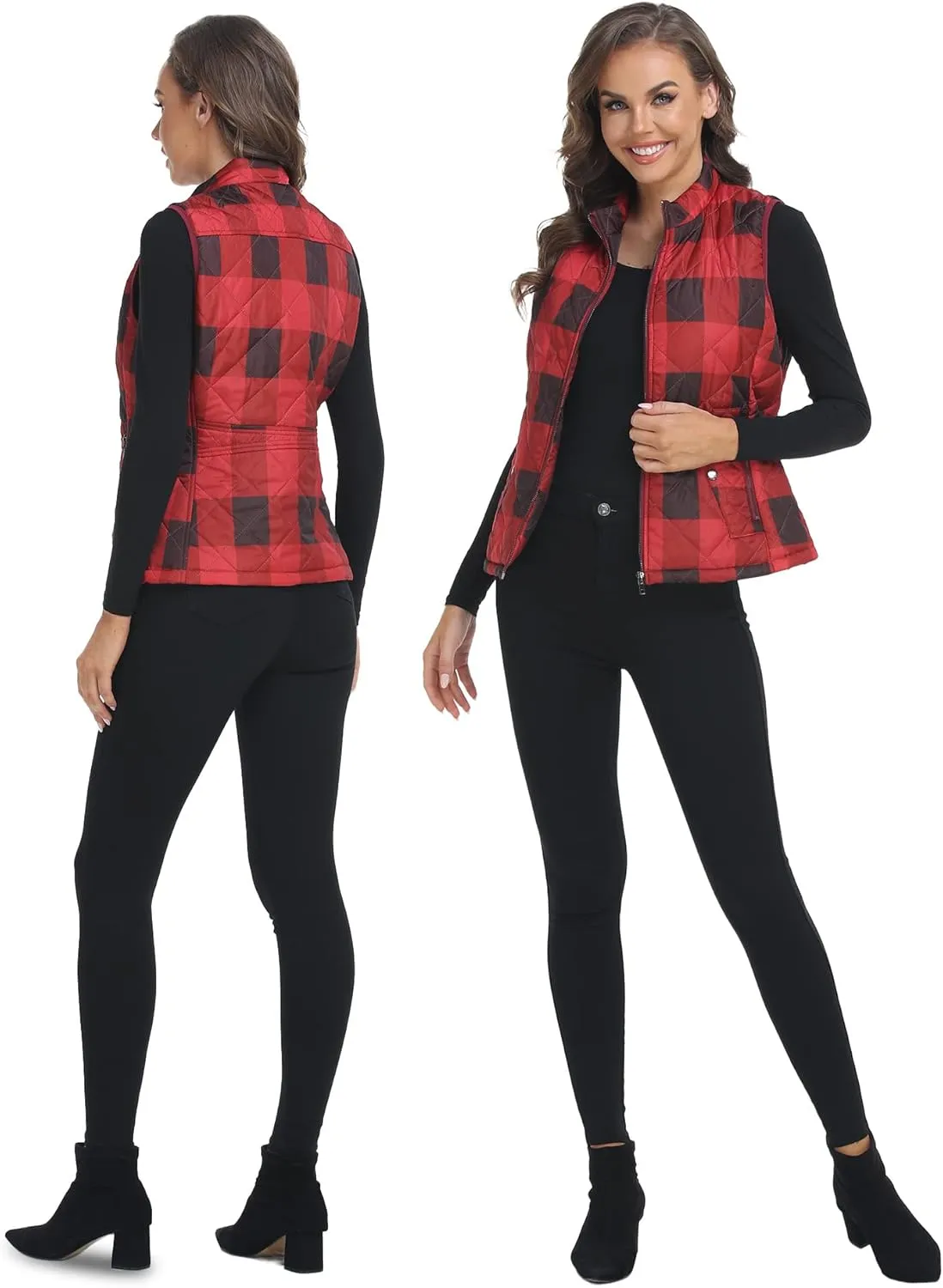Xeoxarel Women's Quilted Vest with 4 Pockets, Puffer Padded Gilet (Available in Inner Pockets)