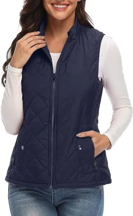 Xeoxarel Women's Quilted Vest with 4 Pockets, Puffer Padded Gilet (Available in Inner Pockets)